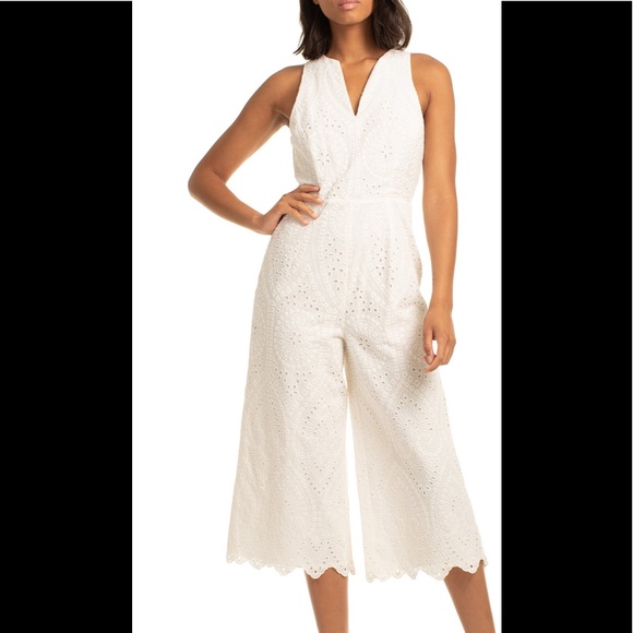 Ralph Lauren Pants - ⚡️SALE⚡️NWT Trina Turk white eyelet scallop hem jumpsuit